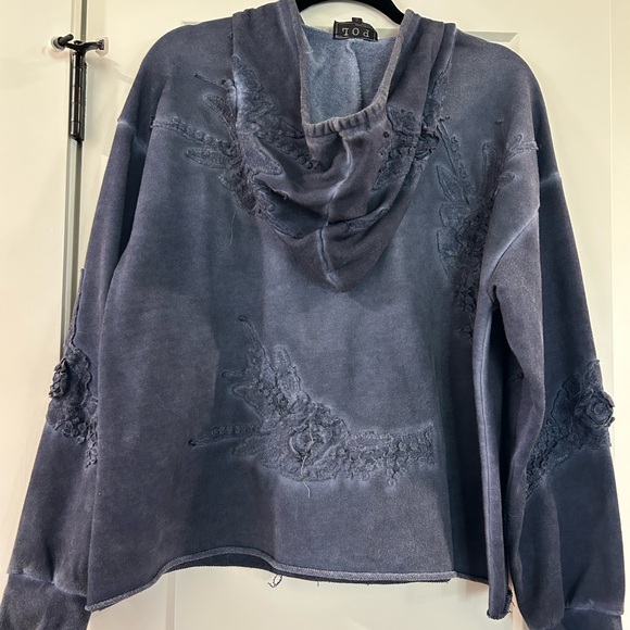 POL—Women's Blue Hoodie with Embroidered Details - Picture 2 of 7